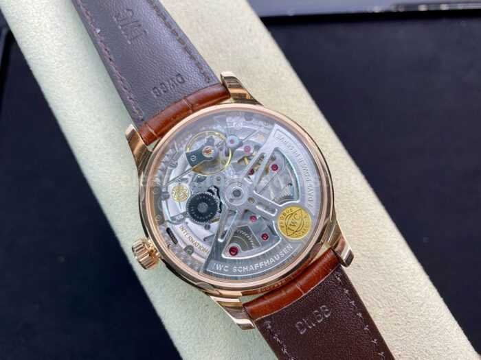 ZF Factory IWC Portuguese Automatic IW500702 42mm Rose Gold Leather Strap Arabic Numerals Grey Dial 4 Super Clone Watch,Clean Factory Watch