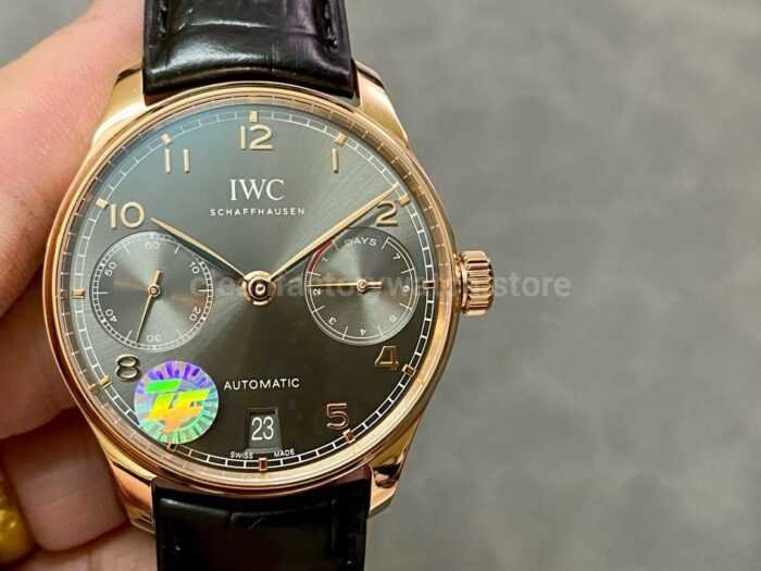 ZF Factory IWC Portuguese Automatic IW500702 42mm Rose Gold Leather Strap Silver Arabic Numerals Dial 2 Super Clone Watch,Clean Factory Watch