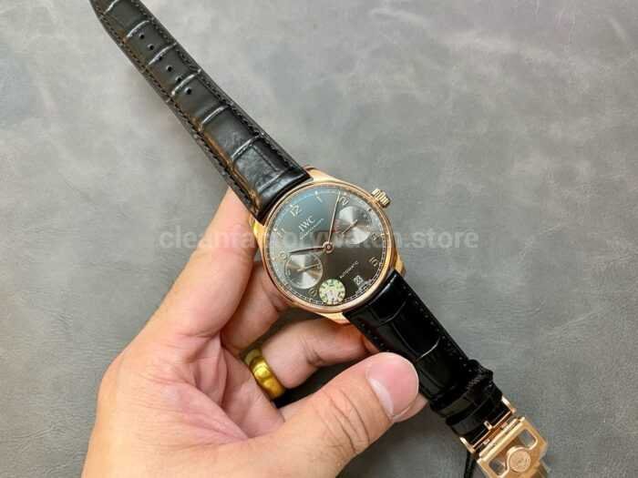 ZF Factory IWC Portuguese Automatic IW500702 42mm Rose Gold Leather Strap Silver Arabic Numerals Dial 4 Super Clone Watch,Clean Factory Watch