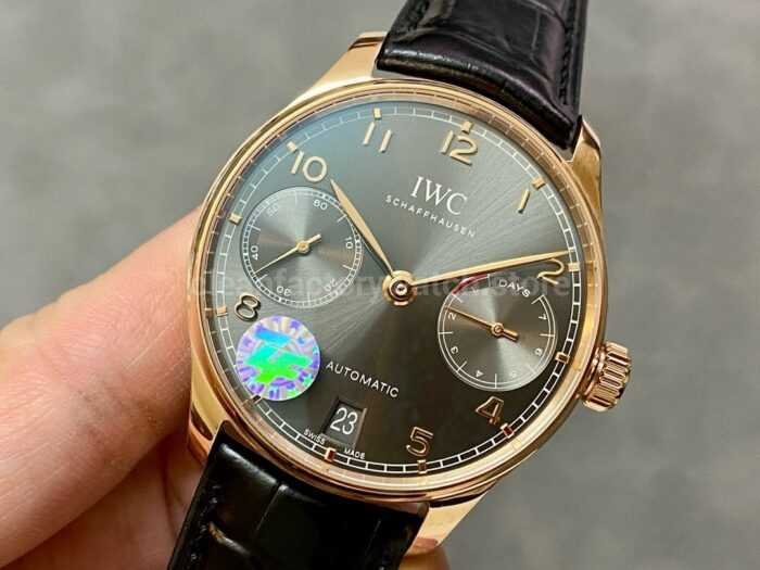 ZF Factory IWC Portuguese Automatic IW500702 42mm Rose Gold Leather Strap Silver Arabic Numerals Dial 5 Super Clone Watch,Clean Factory Watch