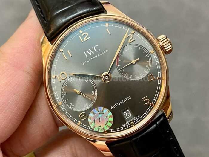 ZF Factory IWC Portuguese Automatic IW500702 42mm Rose Gold Leather Strap Silver Arabic Numerals Dial 9 Super Clone Watch,Clean Factory Watch