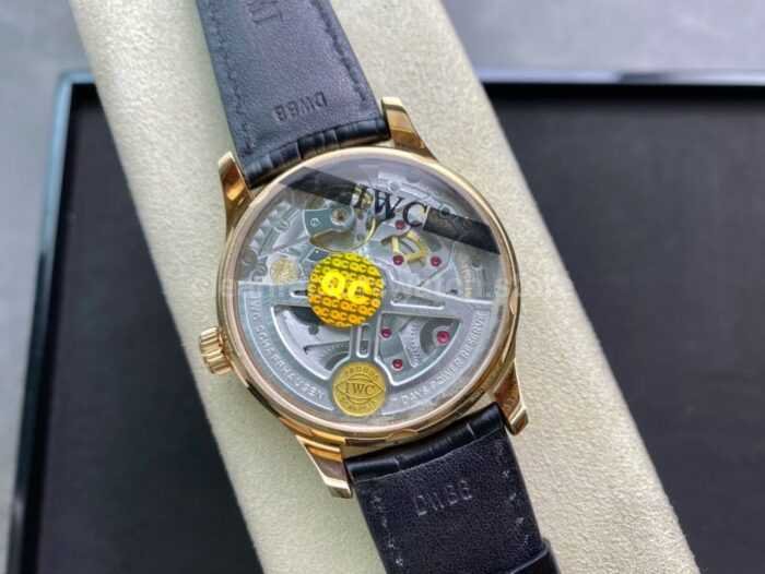 ZF Factory IWC Portuguese Automatic IW500713 42mm Rose Gold Leather Strap Arabic Numerals Blue Dial 1 Super Clone Watch,Clean Factory Watch