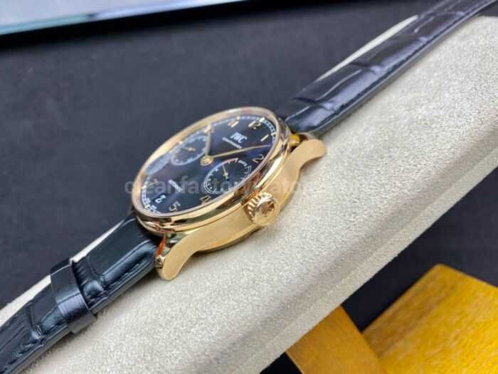 ZF Factory IWC Portuguese Automatic IW500713 42mm Rose Gold Leather Strap Arabic Numerals Blue Dial 6 Super Clone Watch,Clean Factory Watch