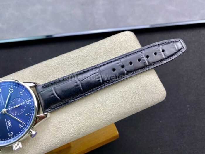 ZF Factory IWC Portuguese Chronograph IW371491 41mm Steel Leather Strap Arabic Numerals Blue Dial 4 Super Clone Watch,Clean Factory Watch