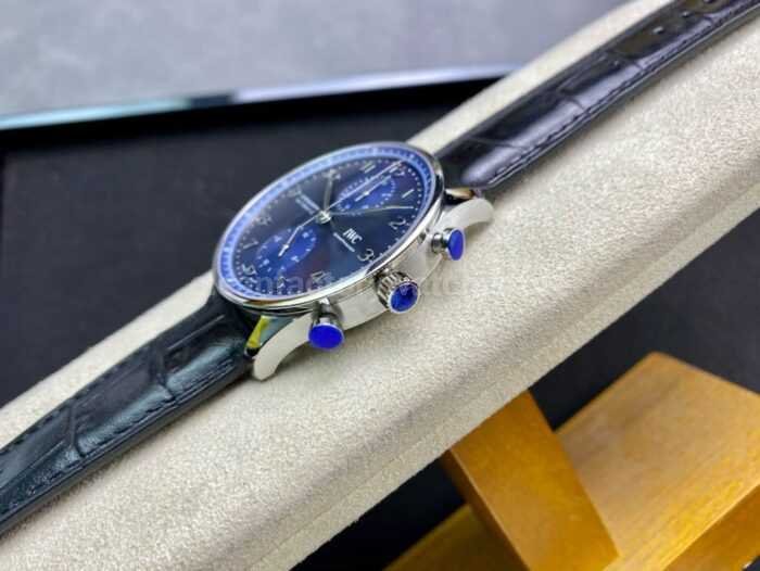 ZF Factory IWC Portuguese Chronograph IW371491 41mm Steel Leather Strap Arabic Numerals Blue Dial 6 Super Clone Watch,Clean Factory Watch