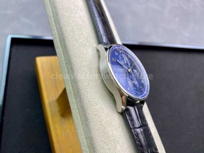 ZF Factory IWC Portuguese Chronograph IW371491 41mm Steel Leather Strap Arabic Numerals Blue Dial 8 Super Clone Watch,Clean Factory Watch