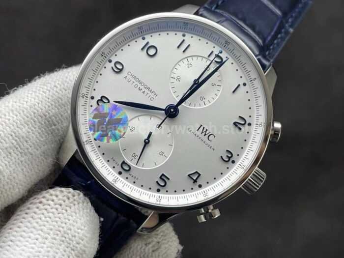 ZF Factory IWC Portuguese Chronograph IW371605 40mm Steel Leather Strap Silver Arabic Numerals Dial 1 Super Clone Watch,Clean Factory Watch