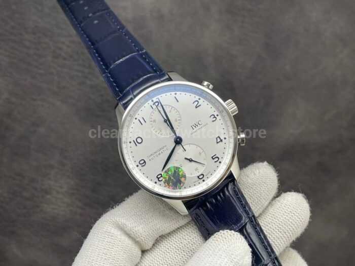 ZF Factory IWC Portuguese Chronograph IW371605 40mm Steel Leather Strap Silver Arabic Numerals Dial 2 Super Clone Watch,Clean Factory Watch