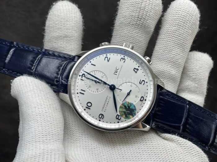 ZF Factory IWC Portuguese Chronograph IW371605 40mm Steel Leather Strap Silver Arabic Numerals Dial 7 Super Clone Watch,Clean Factory Watch