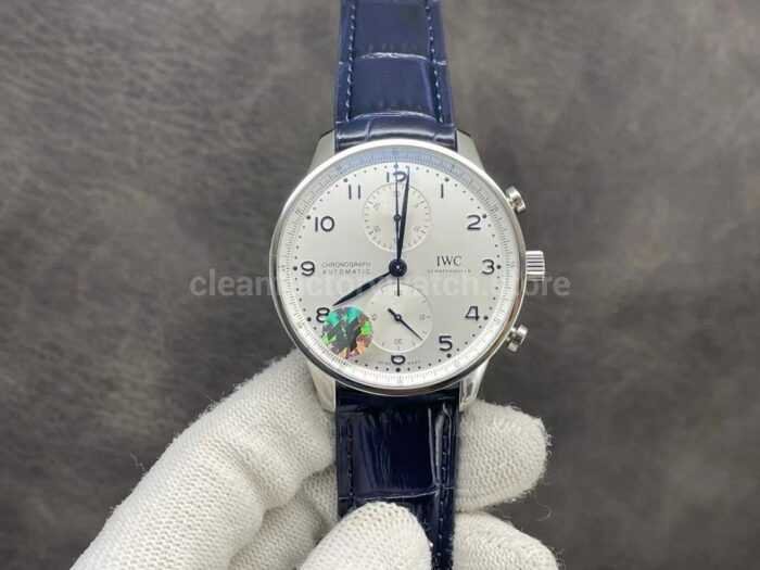 ZF Factory IWC Portuguese Chronograph IW371605 40mm Steel Leather Strap Silver Arabic Numerals Dial 8 Super Clone Watch,Clean Factory Watch