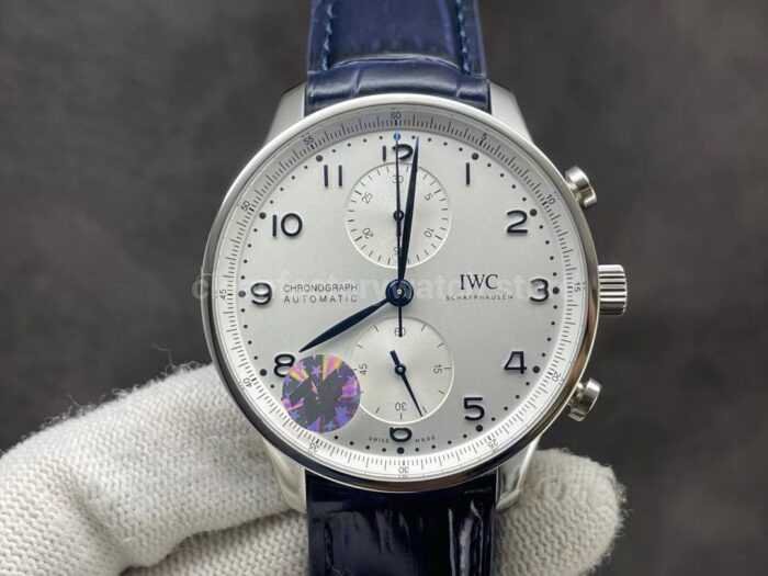 ZF Factory IWC Portuguese Chronograph IW371605 40mm Steel Leather Strap Silver Arabic Numerals Dial 9 Super Clone Watch,Clean Factory Watch
