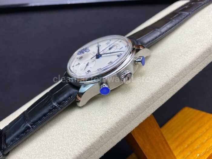 ZF Factory IWC Portuguese Chronograph IW390302 Steel Leather Strap Arabic Numerals Silver Dial 9 Super Clone Watch,Clean Factory Watch