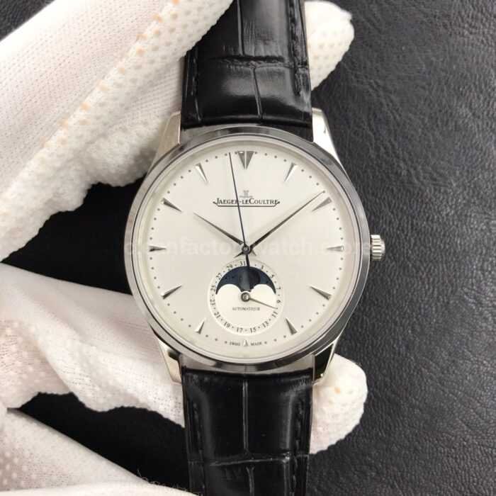 ZF Factory Jaeger LeCoultre Master Ultra Thin Moon Q1258420 39mm Steel Leather Strap Silver Dial 2 Super Clone Watch,Clean Factory Watch