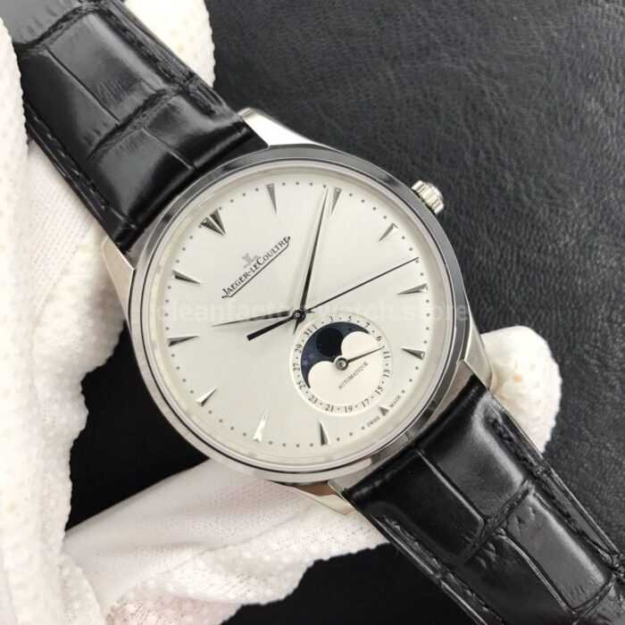 ZF Factory Jaeger LeCoultre Master Ultra Thin Moon Q1258420 39mm Steel Leather Strap Silver Dial 4 Super Clone Watch,Clean Factory Watch