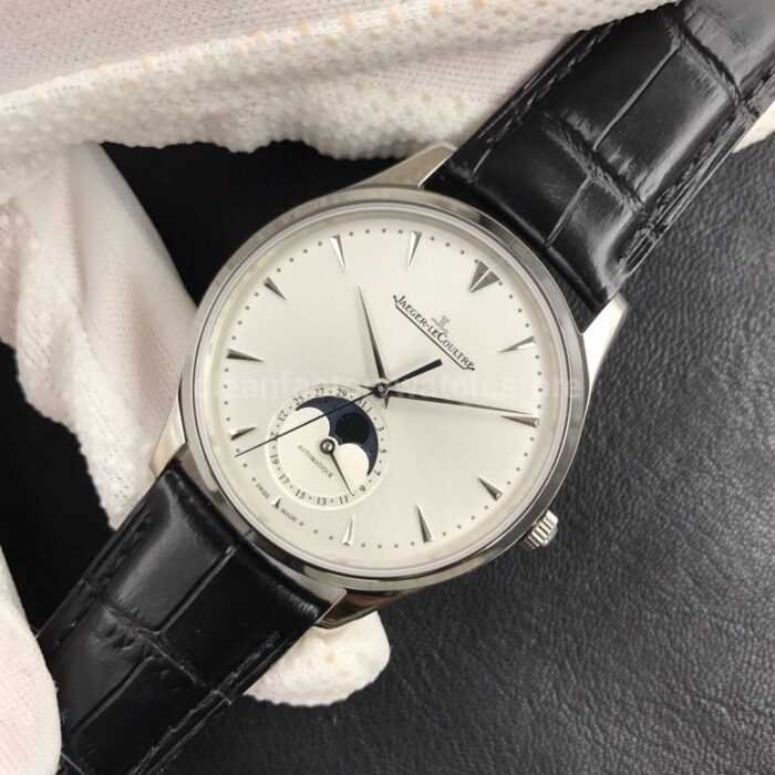 ZF Factory Jaeger LeCoultre Master Ultra Thin Moon Q1258420 39mm Steel Leather Strap Silver Dial 5 Super Clone Watch,Clean Factory Watch