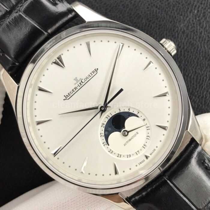ZF Factory Jaeger LeCoultre Master Ultra Thin Moon Q1258420 39mm Steel Leather Strap Silver Dial 6 Super Clone Watch,Clean Factory Watch