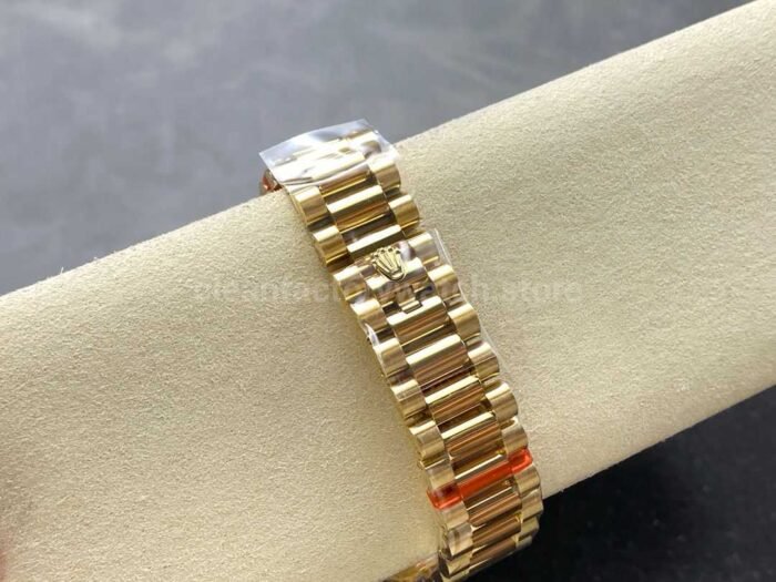 8+ Factory Counterweight Rolex Day-Date 128238-0051 36mm Full Yellow Gold Baguette Diamond Yellow Gold Dial - Image 8