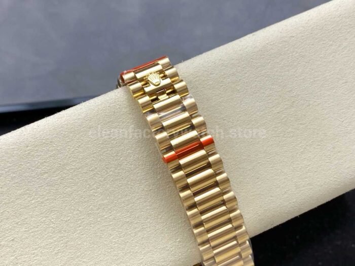 8+ Factory Counterweight Rolex Day-Date 128238-0106 36mm Full Yellow Gold Color Baguette Puzzle Blue Dial - Image 8