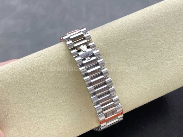 8+ Factory Counterweight Rolex Day-Date 18206 36mm Diamond Bezel Full White Gold Black Dial - Image 8