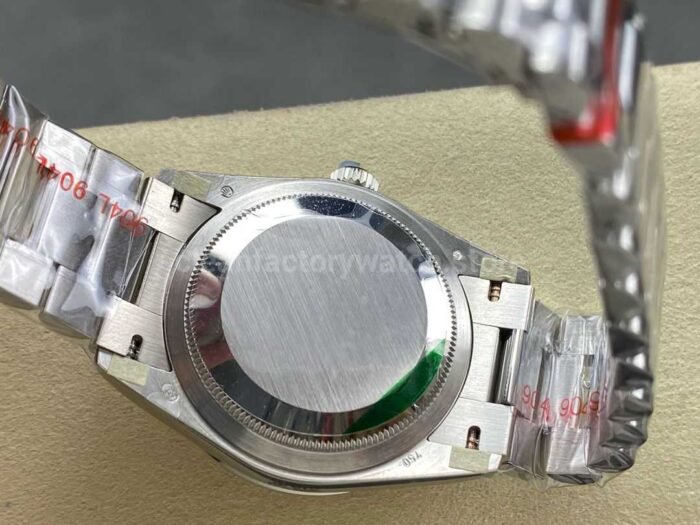8+ Factory Counterweight Rolex Day-Date 18206 36mm Diamond Bezel Full White Gold Black Dial - Image 7