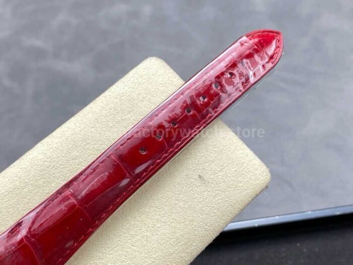 8+ Factory counterweight Rolex Day-Date 36mm 128238 Yellow Gold Crocodile Leather Strap Diamond Mope Baguette Diamond Red Ombré Dial - Image 9