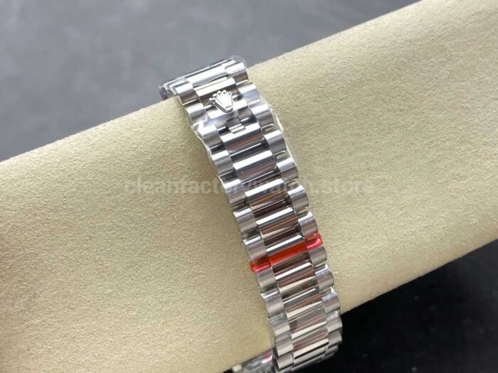 8+ Factory ‘Counterweight’ Rolex Day-Date 128349RBR-0006 36mm Diamond White Gold Bezel Full White Gold Baguette Diamond White Gold Dial - Image 8