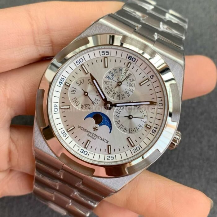 8F Factory Vacheron Constantin Overseas 4300V Perpetual Calendar 41.5mm Full Steel Silver Dial - Image 3