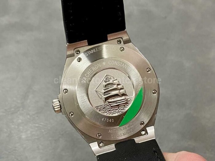 8F Factory Vacheron Constantin Overseas 47040/B01A-9094 42mm Steel Leather Strap Black Arabic numerals Dial - Image 7