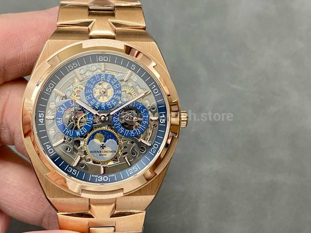 8F Factory Vacheron Constantin Overseas Perpetual Calendar Skeleton 4300V/120R-B642 41.5mm Full Rose Gold Skeletonized Dial