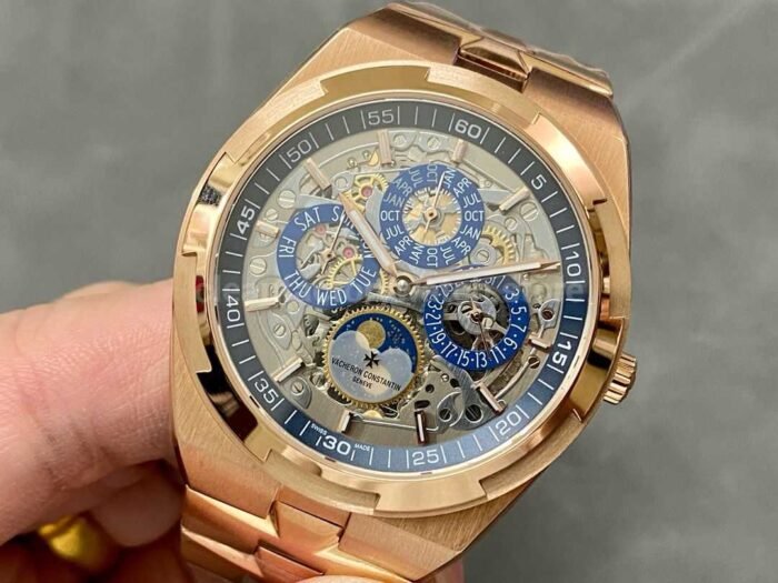 8F Factory Vacheron Constantin Overseas Perpetual Calendar Skeleton 4300V/120R-B642 41.5mm Full Rose Gold Skeletonized Dial - Image 2