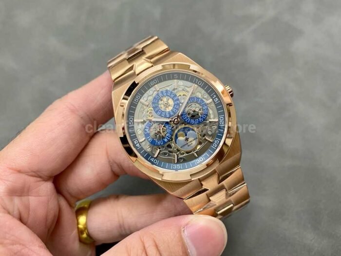 8F Factory Vacheron Constantin Overseas Perpetual Calendar Skeleton 4300V/120R-B642 41.5mm Full Rose Gold Skeletonized Dial - Image 3
