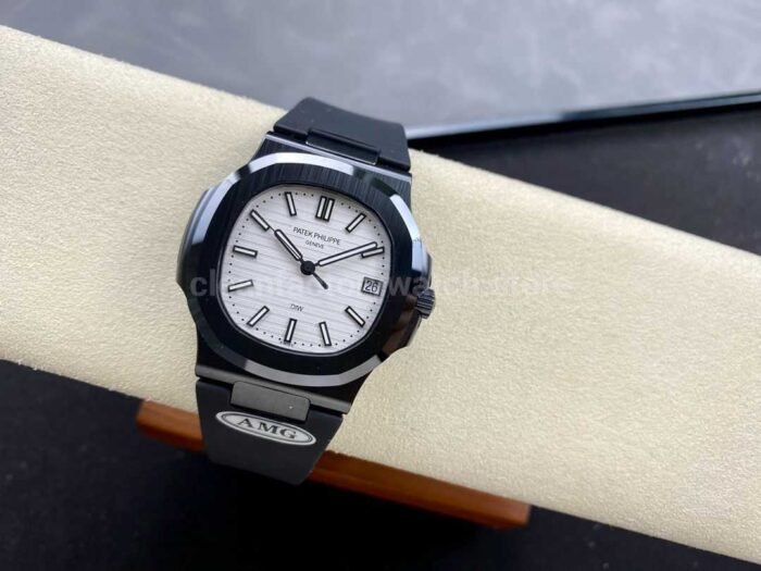 AMG Factory Customer Made Patek Philippe Nautilus PP5711 40mm Ceramics Black Rubber Strap White Dial - Image 4