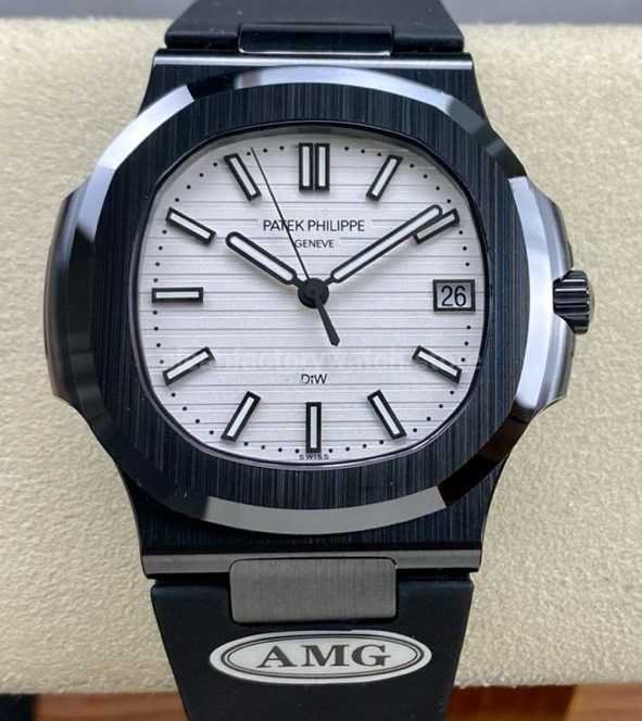 AMG Factory Customer Made Patek Philippe Nautilus PP5711 40mm Ceramics Black Rubber Strap White Di (8) AMG Factory Customer Made Patek Philippe Nautilus PP5711 40mm Ceramics Black Rubber Strap White Dial - Image 1