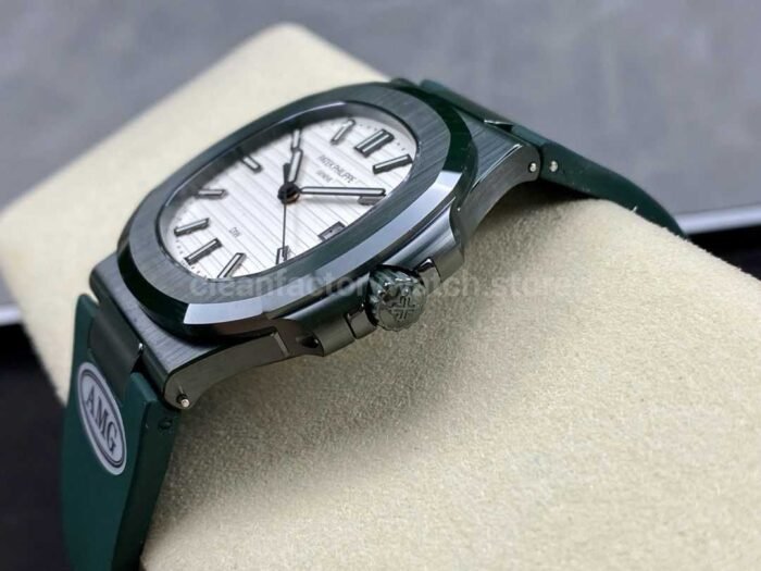 AMG Factory Customer Made Patek Philippe Nautilus PP5711 40mm Ceramics Dark Green Rubber Strap White Dial - Image 6