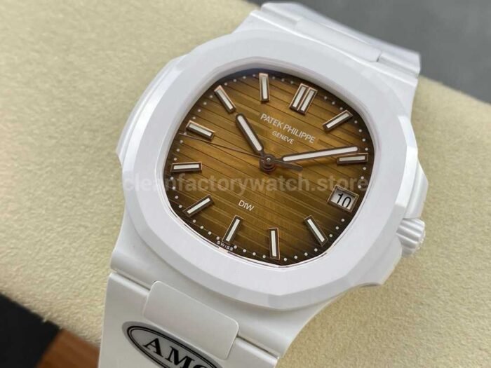 AMG Factory Customer Made Patek Philippe Nautilus PP5711 40mm Ceramics White Rubber Strap Brown Dial - Image 3