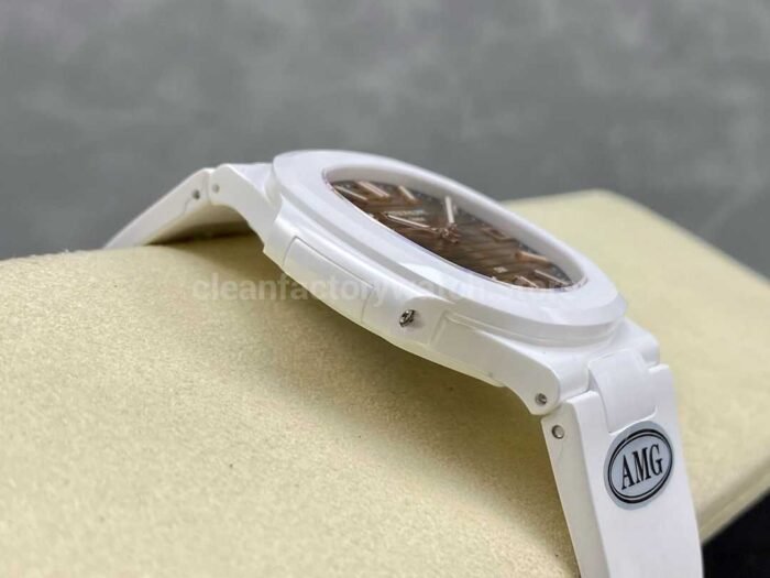 AMG Factory Customer Made Patek Philippe Nautilus PP5711 40mm Ceramics White Rubber Strap Brown Dial - Image 5