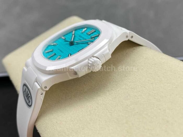 AMG Factory Customer Made Patek Philippe Nautilus PP5711 40mm Ceramics White Rubber Strap Sky Blue Dial - Image 6