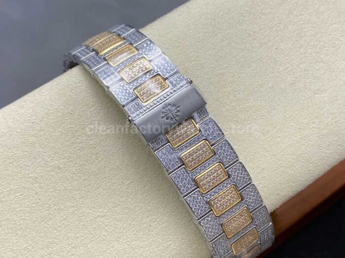 AMG Factory Patek Philippe Nautilus PP5711 40mm Small Diamond Bezel Half Yellow Gold Diamond Baguette Diamond Gold Dial - Image 9