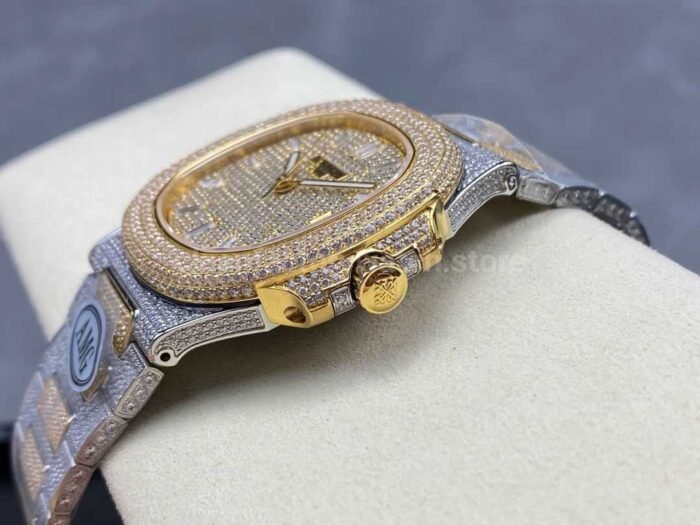 AMG Factory Patek Philippe Nautilus PP5711 40mm Small Diamond Bezel Half Yellow Gold Diamond Baguette Diamond Gold Dial - Image 7