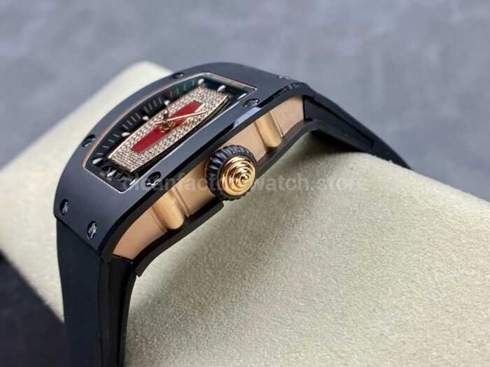 BBA Factory Richard Mille RM07 31.4mm TitaniumCarbon Fiber Black Rubber Strap Skeletonized Black 5 Super Clone Watch,Clean Factory Watch