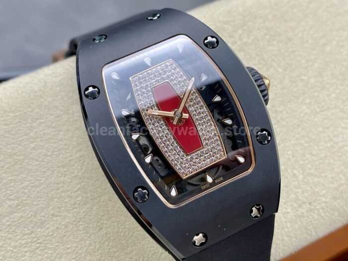 BBA Factory Richard Mille RM07 31.4mm TitaniumCarbon Fiber Black Rubber Strap Skeletonized Black 7 Super Clone Watch,Clean Factory Watch