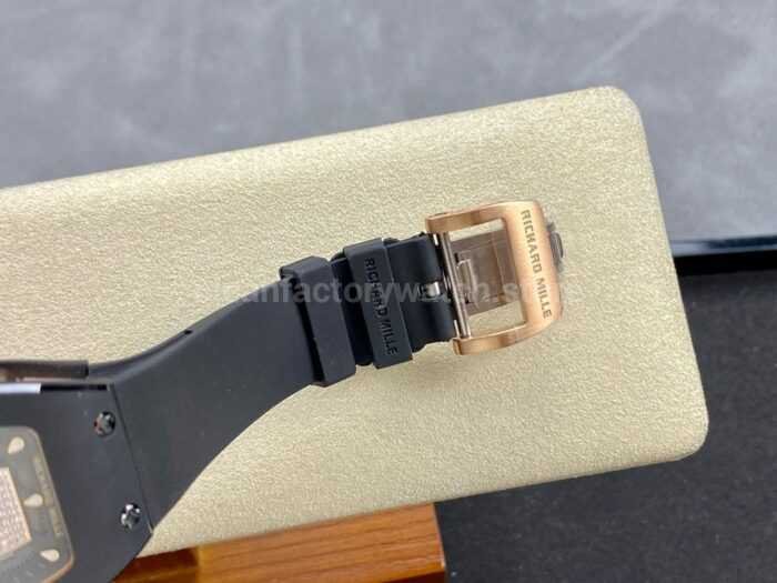 BBA Factory Richard Mille RM07 31.4mm TitaniumCarbon Fiber Black Rubber Strap Skeletonized Black 8 Super Clone Watch,Clean Factory Watch