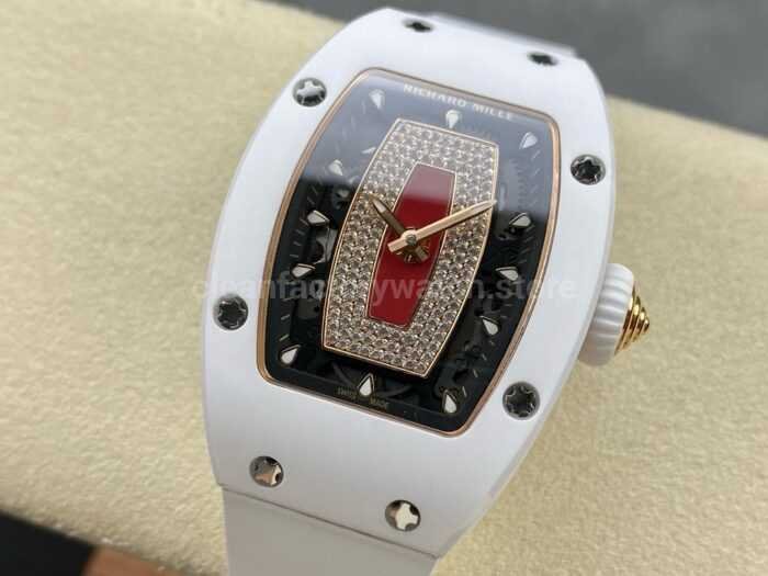 BBA Factory Richard Mille RM07 31.4mm TitaniumCarbon Fiber White Rubber Strap Skeletonized Black 6 Super Clone Watch,Clean Factory Watch