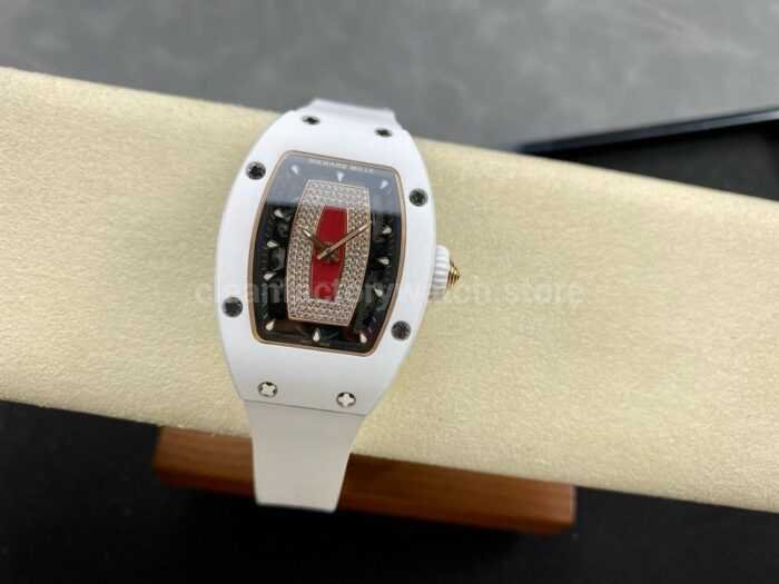 BBA Factory Richard Mille RM07 31.4mm TitaniumCarbon Fiber White Rubber Strap Skeletonized Black Super Clone Watch,Clean Factory Watch