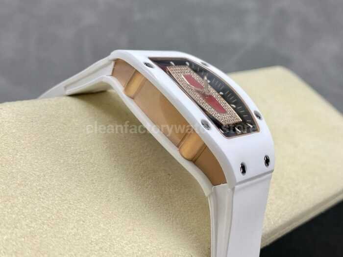 BBA Factory Richard Mille RM07 31.4mm TitaniumCarbon Fiber White Rubber Strap Skeletonized Black 8 Super Clone Watch,Clean Factory Watch