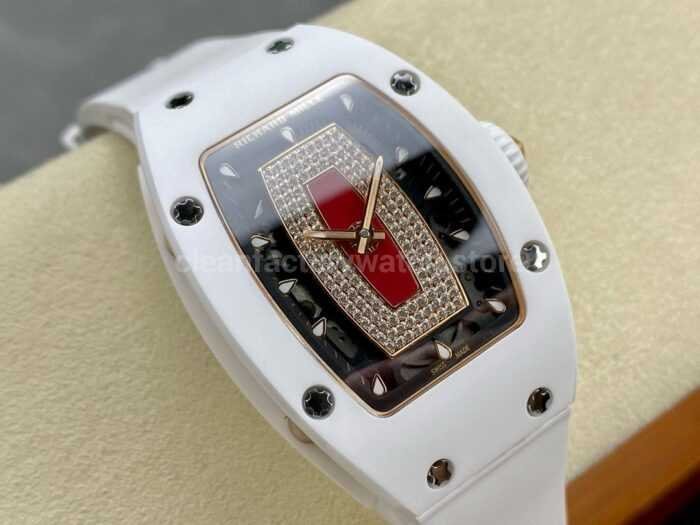 BBA Factory Richard Mille RM07 31.4mm TitaniumCarbon Fiber White Rubber Strap Skeletonized Black 9 Super Clone Watch,Clean Factory Watch