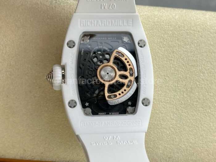 BBA Factory Richard Mille RM07 31.4mm TitaniumCarbon Fiber White Rubber Strap Skeletonized Blue D Super Clone Watch,Clean Factory Watch