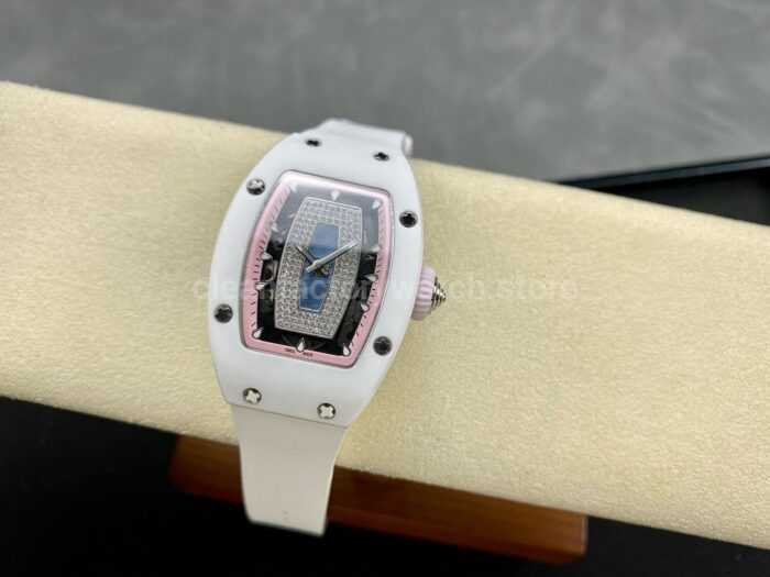 BBA Factory Richard Mille RM07 31.4mm TitaniumCarbon Fiber White Rubber Strap Skeletonized Pink D 5 Super Clone Watch,Clean Factory Watch