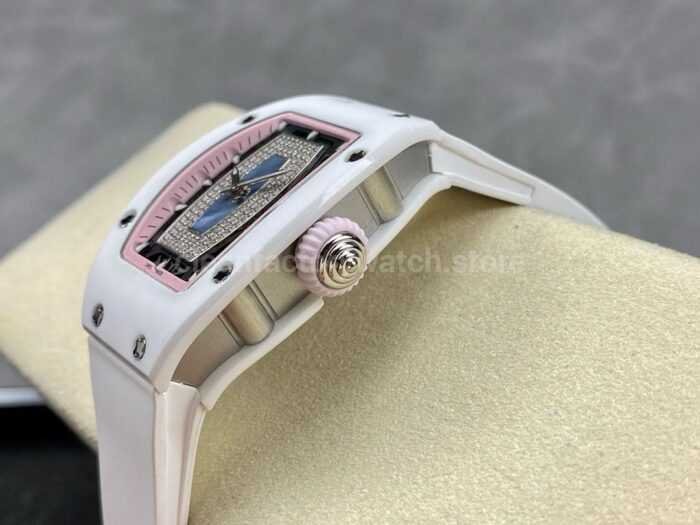 BBA Factory Richard Mille RM07 31.4mm TitaniumCarbon Fiber White Rubber Strap Skeletonized Pink D 7 Super Clone Watch,Clean Factory Watch
