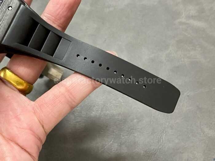 BBR Factory Richard Mille 43mm RM055 Black Carbon Fiber Black Rubber Strap Black Skeletonized Dial 1 3 Super Clone Watch,Clean Factory Watch